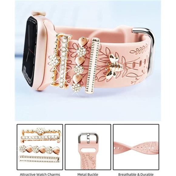 NEW Luxury Apple Watch Band with Rose Gold Charms main image 4